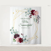 花柄ユーカリ幾何学模様のブライダルシャワー タペストリー (正面)