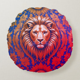 花柄ライオンブラッシュポリエステル ラウンドクッション
