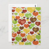 花柄ラブハートパターン ピンク ポストカード (正面/裏面)