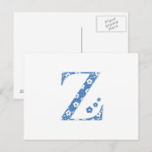 花柄レターZ（青） ポストカード (正面/裏面)