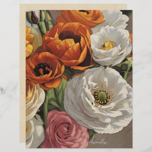 花柄ヴィンテージスタイルスクラップブック紙 (正面/裏面)