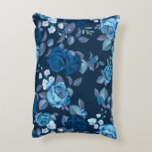 花柄ヴィンテージ青バラ アクセントクッション (裏面(縦))