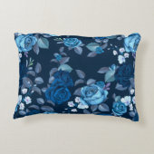 花柄ヴィンテージ青バラ アクセントクッション (裏面)