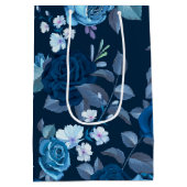 花柄ヴィンテージ青バラ ミディアムペーパーバッグ (裏面)