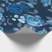 花柄ヴィンテージ青バラ ラッピングペーパー (角)