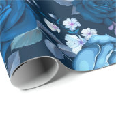花柄ヴィンテージ青バラ ラッピングペーパー (ロールコーナー)