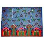 花柄中国の抱き枕フローラブルーピンク ラージペーパーバッグ (正面)