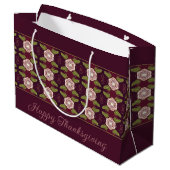 花柄付きバーガンディ ラージペーパーバッグ (裏面アングル)