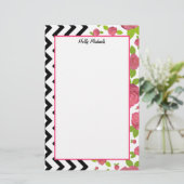 花柄及びジグザグ形の混合されたプリントの文房具 便箋 (スタンド正面)