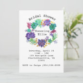 花柄及び水気が多いリースのブライダルシャワーの招待 招待状 (スタンド正面)