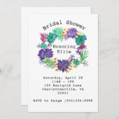 花柄及び水気が多いリースのブライダルシャワーの招待 招待状 (正面/裏面)