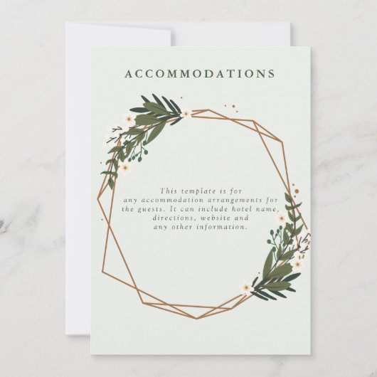 花柄幾何学ウェディング滞在カード 招待状 (正面)