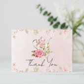 花柄急須 ブライダルシャワーティーパーティー 感謝カード (スタンド正面)