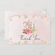 花柄急須 ブライダルシャワーティーパーティー 感謝カード