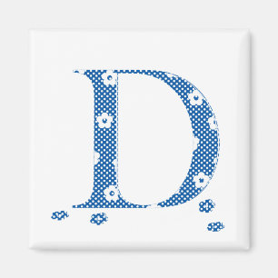 花柄文字D(青) マグネット