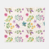 花柄春フローラ フリースブランケット (正面(横))