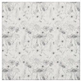 花柄白黒デイジーバラ ファブリック (見本)