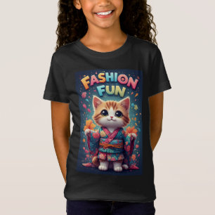 🐱 花柄着物猫ファッションTシャツ かわいいギフト 🌸✨ Tシャツ