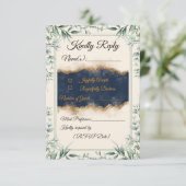 花柄縁 RSVP カード | エレガントなホワイト ウェディング (スタンド正面)