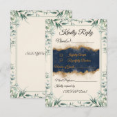 花柄縁 RSVP カード | エレガントなホワイト ウェディング (正面/裏面)
