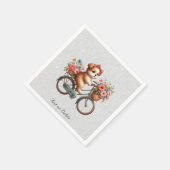 花柄自転車の子犬のナプキン スタンダードカクテルナプキン (角)