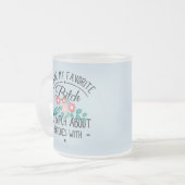 花柄葉私の好み-おもしろいなコーヒーです フロストグラスマグカップ (正面左)