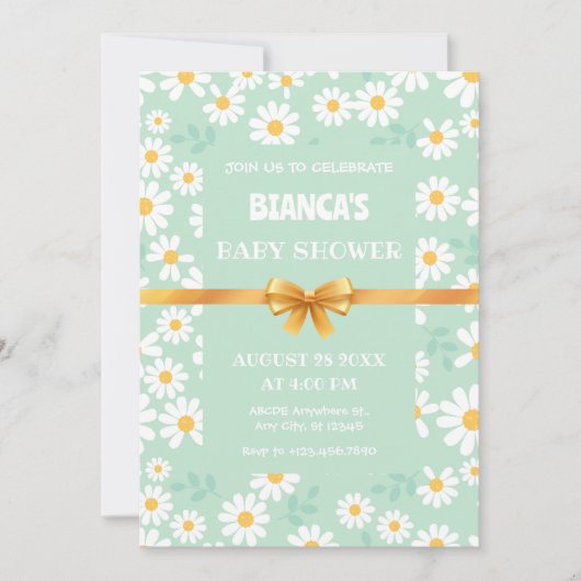 花柄赤ちゃんシャワー 招待状 (正面)