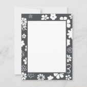 花柄開花と蝶グレー ノートカード (正面)