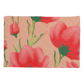 花柄鮮やかの赤い織物デザイン 枕カバー (裏面-左)