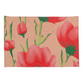 花柄鮮やかの赤い織物デザイン 枕カバー (裏面-右)