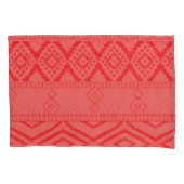 花柄鮮やかの赤い織物デザイン 枕カバー (正面左)