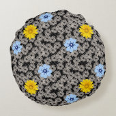 花柄19.b.黒BG ラウンドクッション (裏面)