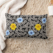 花柄19.b.黒BG ランバークッション (ブランケット)