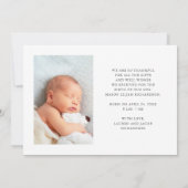 花柄2の写真のベビーの誕生の発表は感謝していしています サンキューカード (裏面)