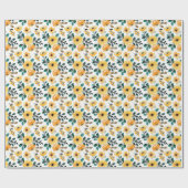 花柄 |イエローホワイトデイジーバラ エレガント ラッピングペーパー (フラット)