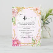 *～* 花柄 ウェディング ジオメトリック RSVP AR15 QRコード 結婚式 招待状 (スタンド正面)