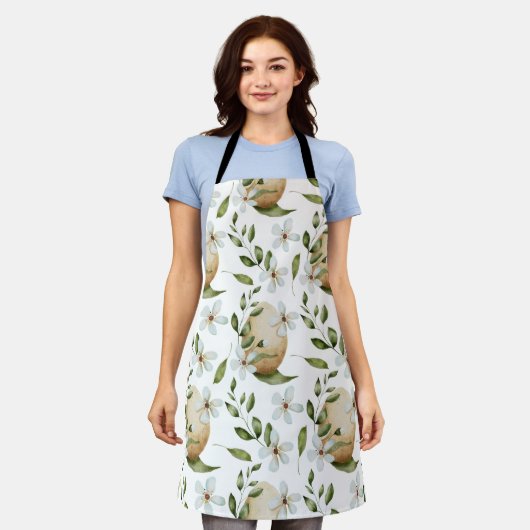 花柄 エプロン (着用した状態)