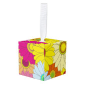 花柄 キューブオーナメント (正面アングル)