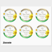 花柄 ゴールド グリーン グリッター 白 ラベル ロゴ (シート)