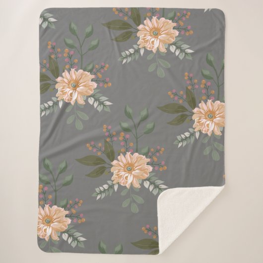 花柄 シェルパ ブランケット (正面)