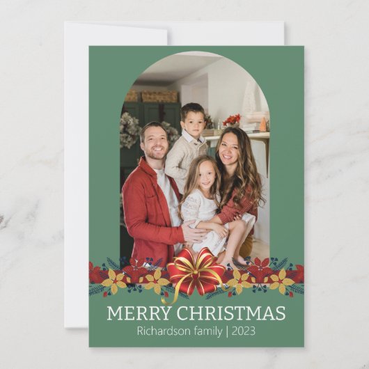 花柄 シンプル エレガント ファミリー クリスマス フォト (正面)