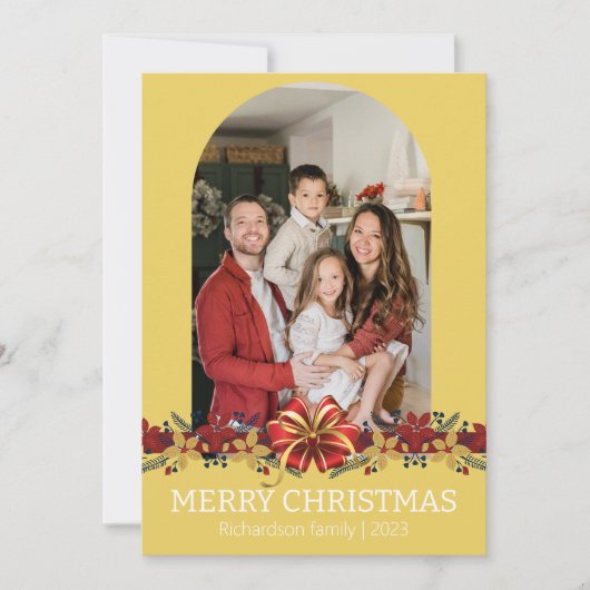 花柄 シンプル エレガント ファミリー クリスマス フォト (正面)