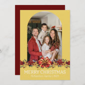 花柄 シンプル エレガント ファミリー クリスマス フォト (正面/裏面)