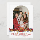 花柄 シンプル エレガント ファミリー クリスマス フォト (正面/裏面)