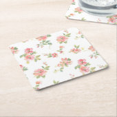 花柄 スクエアペーパーコースター (アングル)