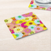 花柄 スクエアペーパーコースター (アングル)
