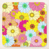 花柄 スクエアペーパーコースター (正面)