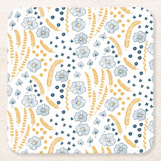 花柄 スクエアペーパーコースター (正面)