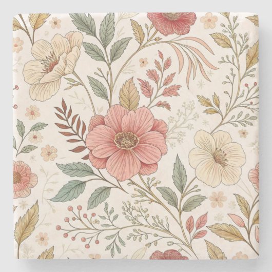 花柄 ストーンコースター (正面)