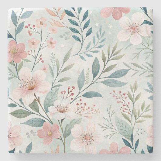 花柄 ストーンコースター (正面)